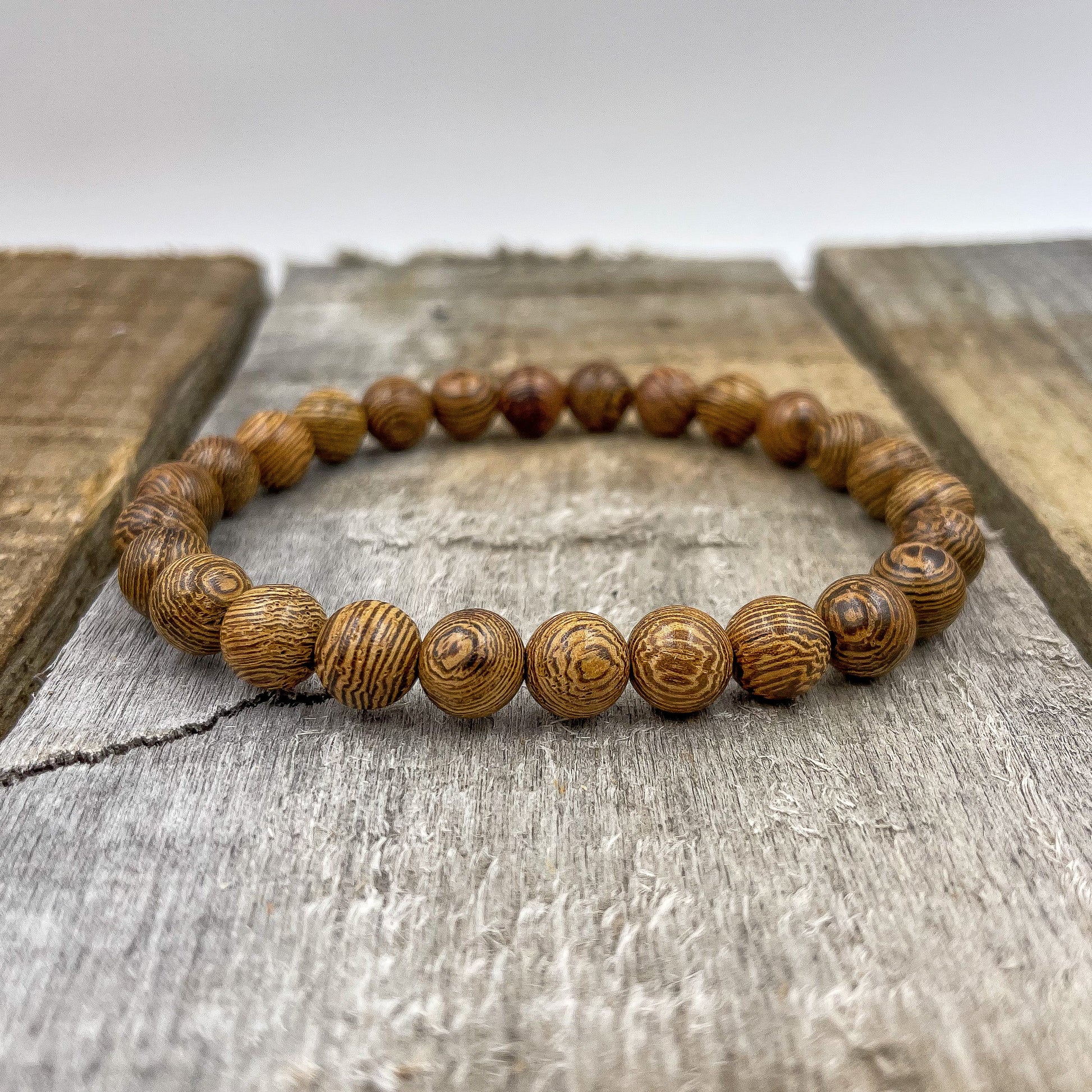 Union Zebrawood Mala Beaded Bracelet Handmade Natural - Rosetta Creative Boutique