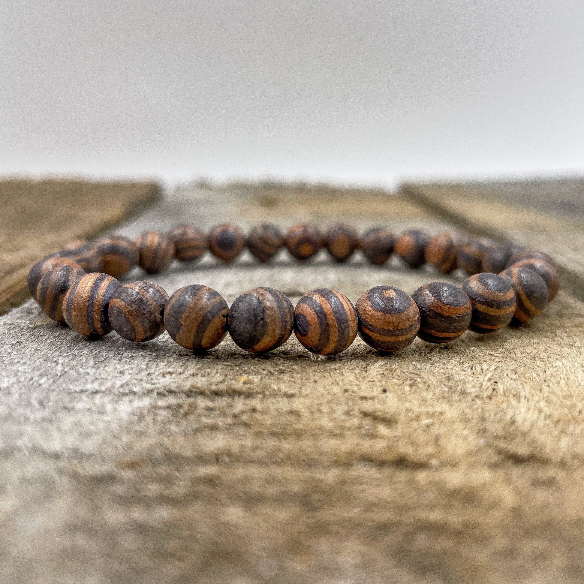 Union Zebra Rosewood Mala Beaded Bracelet Handmade Natural - Rosetta Creative Boutique