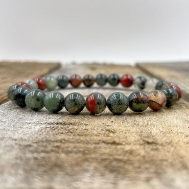 Union Bloodstone Gemstone Beaded Bracelet Handmade - Rosetta Creative Boutique