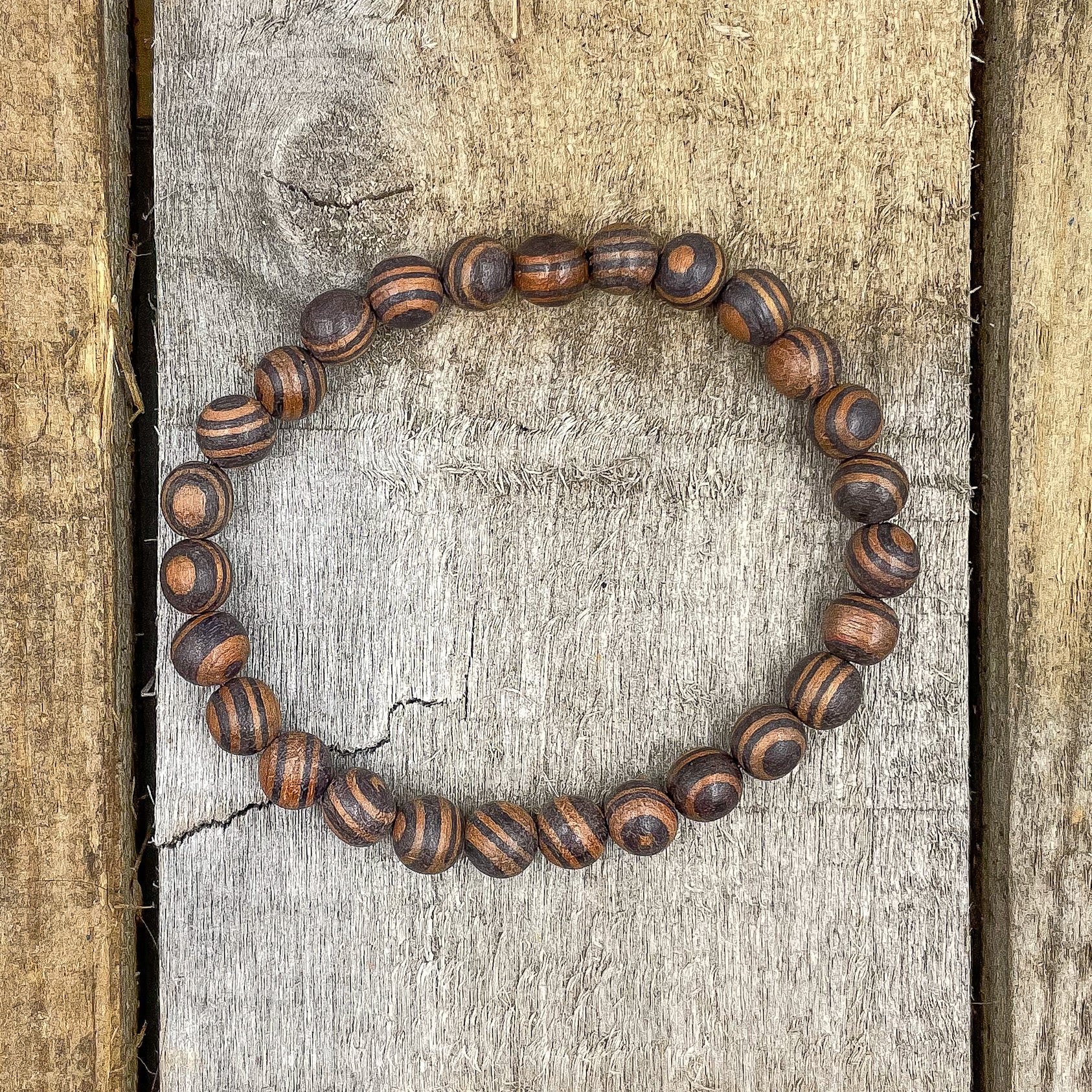 Union Zebra Rosewood Mala Beaded Bracelet Handmade Natural - Rosetta Creative Boutique