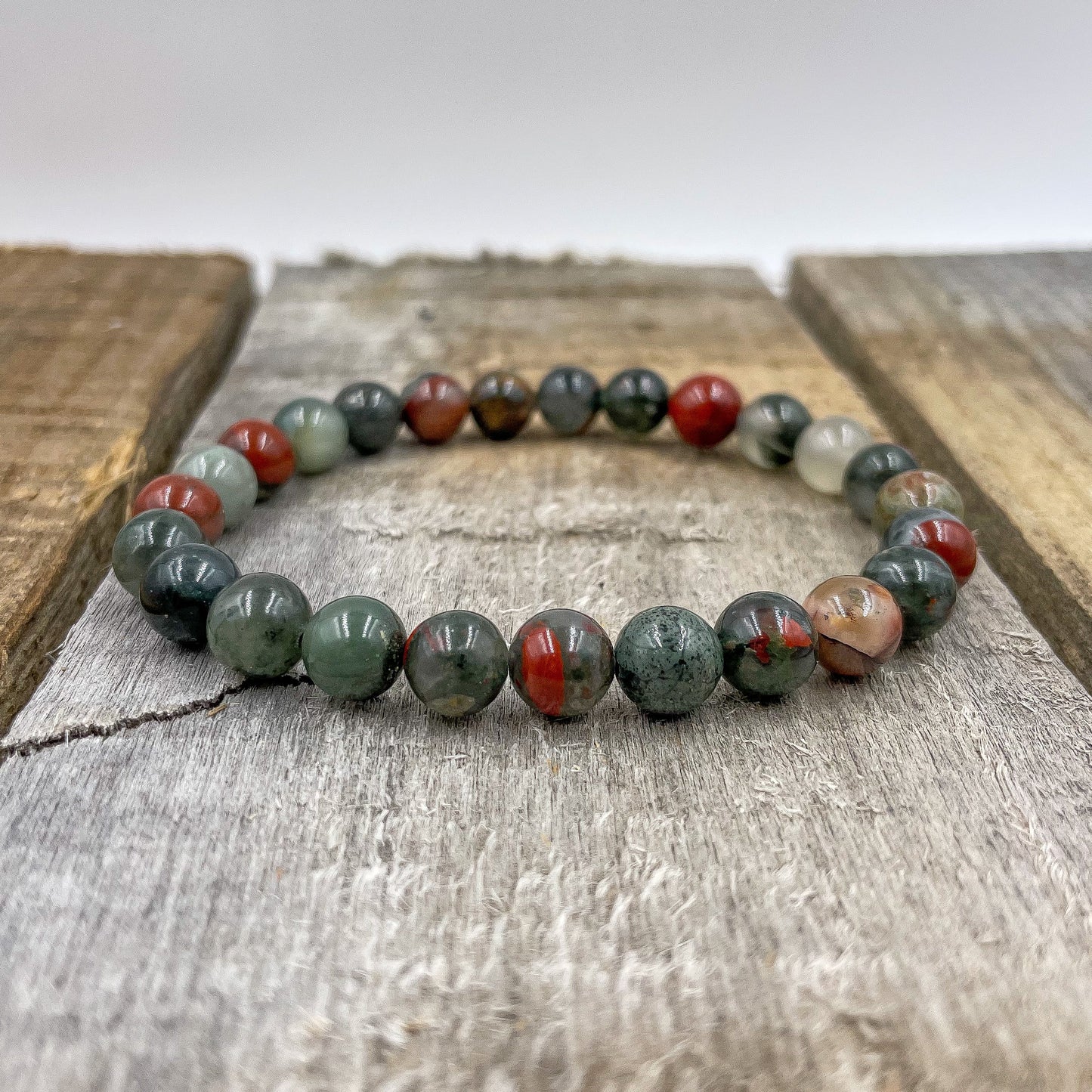 Union Bloodstone Gemstone Beaded Bracelet Handmade - Rosetta Creative Boutique