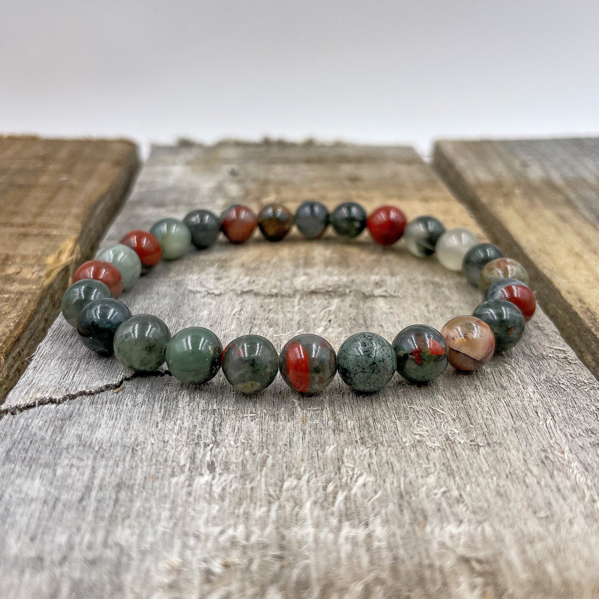 Union Bloodstone Gemstone Beaded Bracelet Handmade - Rosetta Creative Boutique
