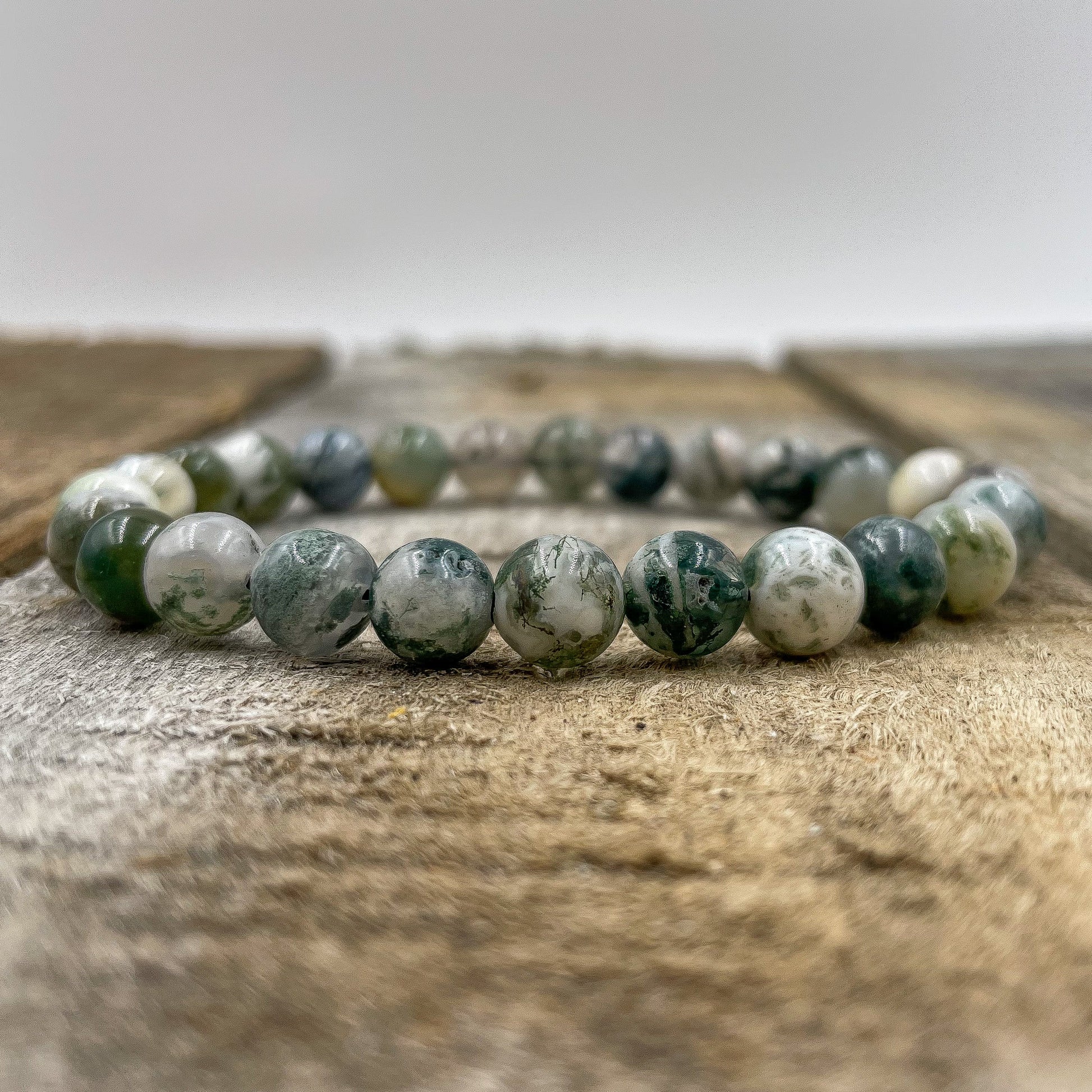 Handmade Union Tree Agate Green Gemstone Beaded Bracelet - Rosetta Creative Boutique