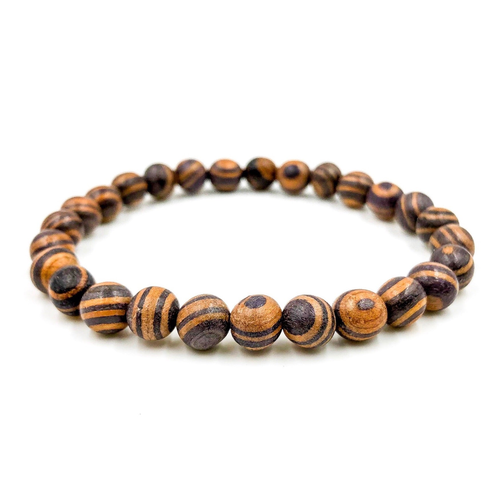 Union Zebra Rosewood Mala Beaded Bracelet Handmade Natural - Rosetta Creative Boutique