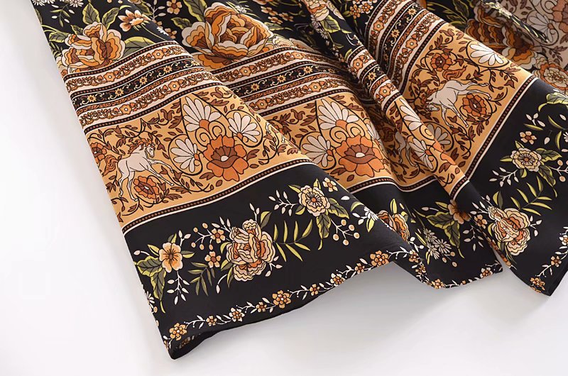 Cotton Floral Print Kimono With Belt For Women S M L