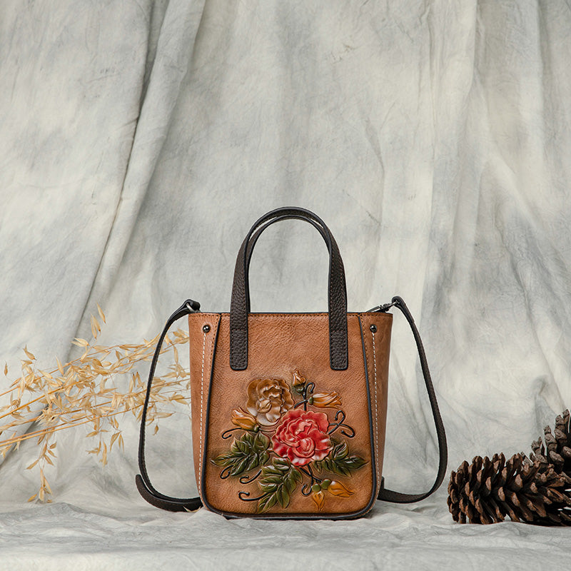 Leather Mini Tote Crossbody Bag with Gunmetal Hardware - Rosetta Creative Boutique