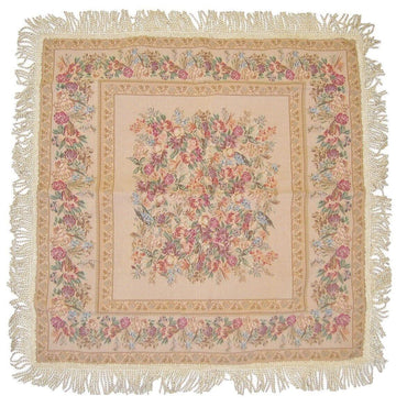 DaDa Bedding Wildflower Wonderland Floral Golden Beige Tan Square Dining Table Cloth (3100)-1