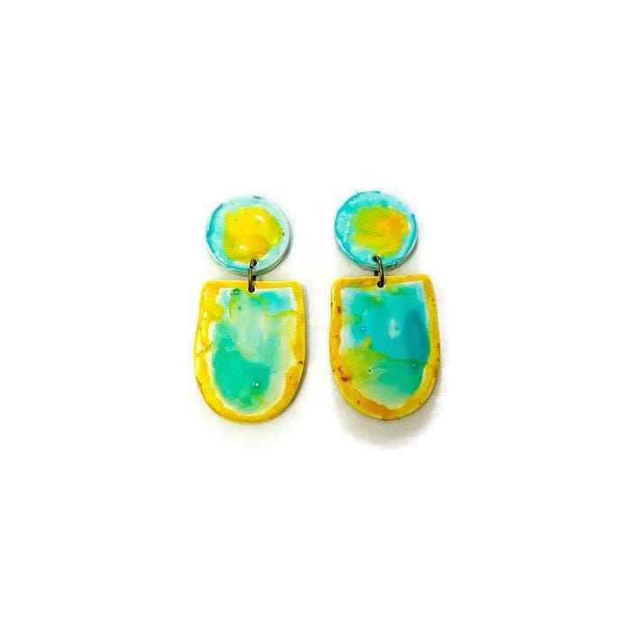 Wearable Art Necklace in Turquoise & Yellow