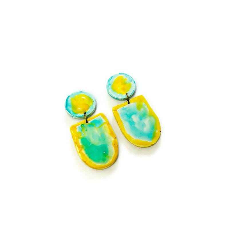 Wearable Art Necklace in Turquoise & Yellow