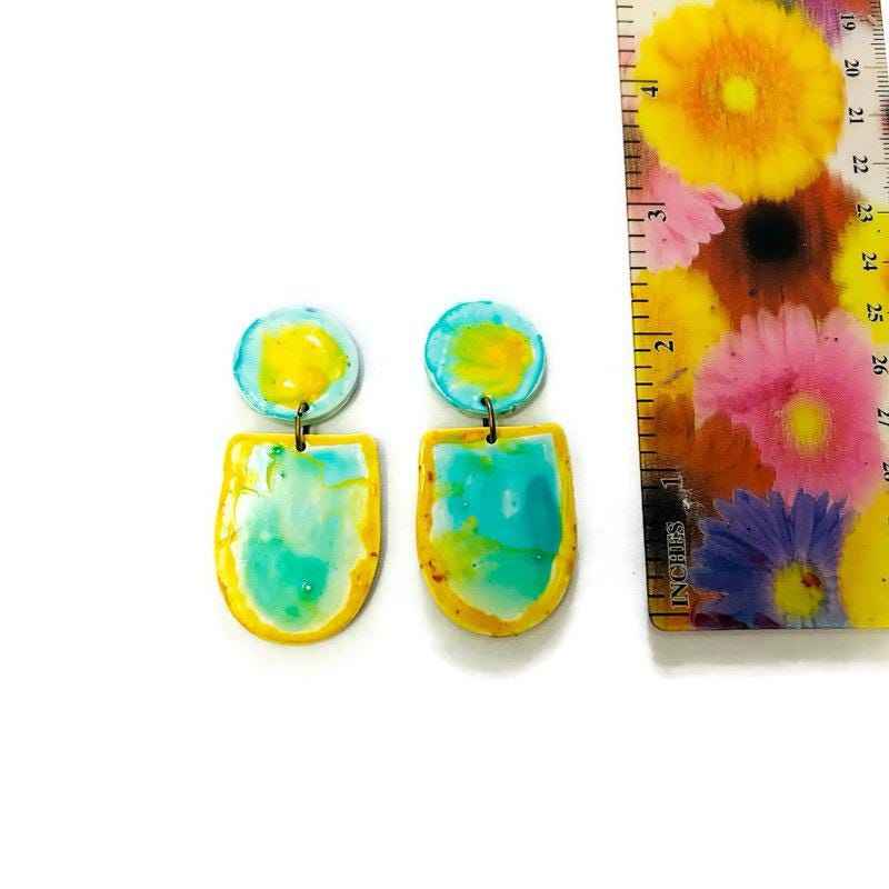 Wearable Art Necklace in Turquoise & Yellow