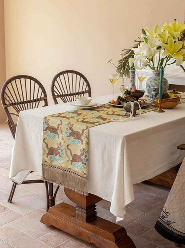Vintage Asian Style Table Runner for Elegant Festive Table Setting