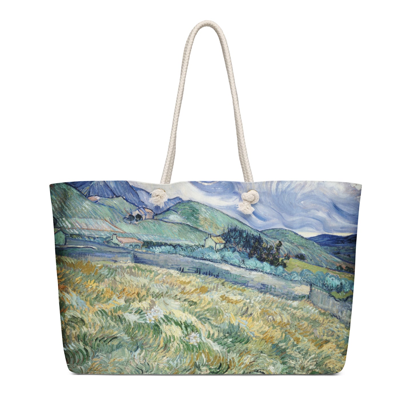 Vincent Van Gogh Weekender Bag with Cream Rope Handles - Oversized Style for Stylish Getaways - Rosetta Creative Boutique