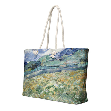 Vincent Van Gogh Weekender Bag with Cream Rope Handles - Oversized Style for Stylish Getaways - Rosetta Creative Boutique