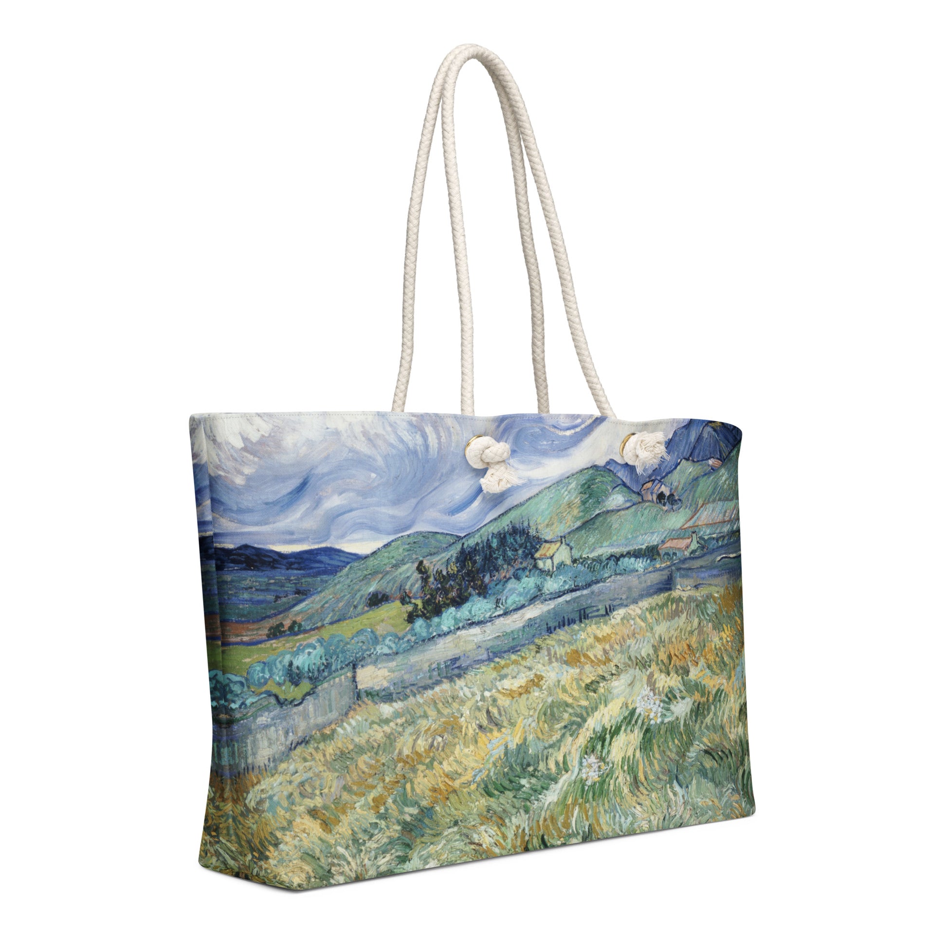 Vincent Van Gogh Weekender Bag with Cream Rope Handles - Oversized Style for Stylish Getaways - Rosetta Creative Boutique