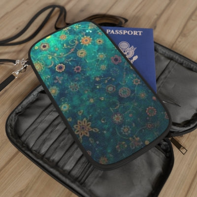 Floral Canvas Passport Wallet with Straps