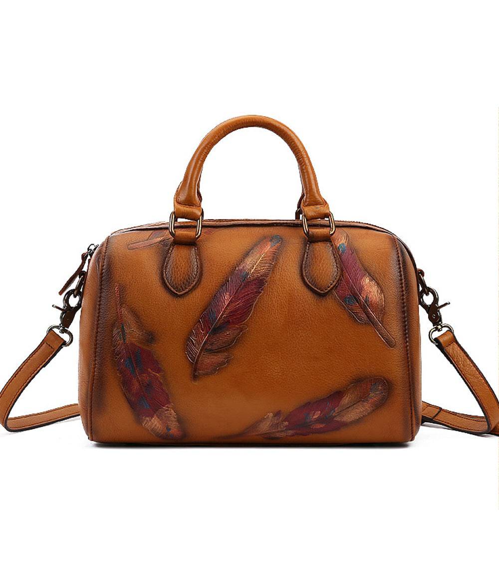 Womens Brown Leather Tote Bag - Cervo Antic Leather Brown Bauletto Dream Tote Bag - Rosetta Creative Boutique