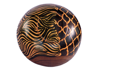 Hand Carved Natural Wooden Bowl With Animal Print Pattern From Africa