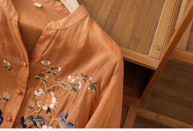 Artistic Cotton And Linen Top For Women Summer