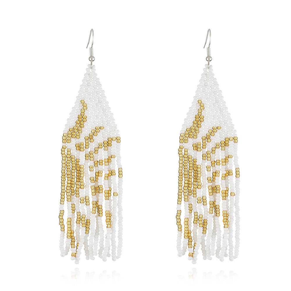 Bohemian Hand Woven Rice Bead Earrings