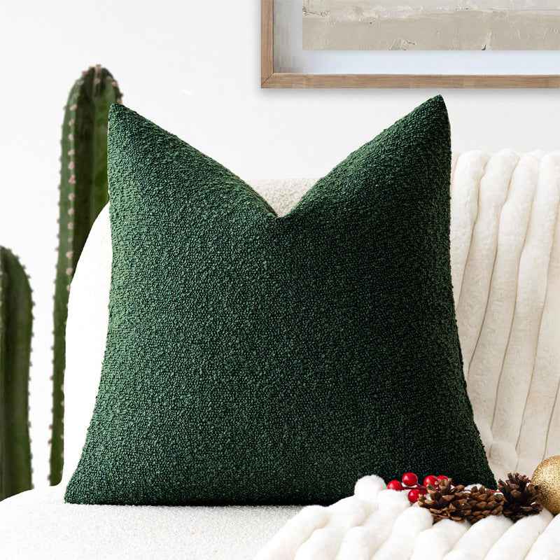 Decorative Boucle Throw Pillow Cover Solid Color Textured Cushion Case For Sofa