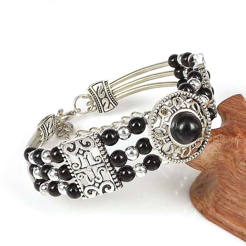 Vintage-style Bangle with Exotic Miao Silver Design