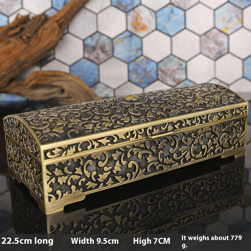Green Antique Style Zinc Alloy Jewelry Box Vintage Storage