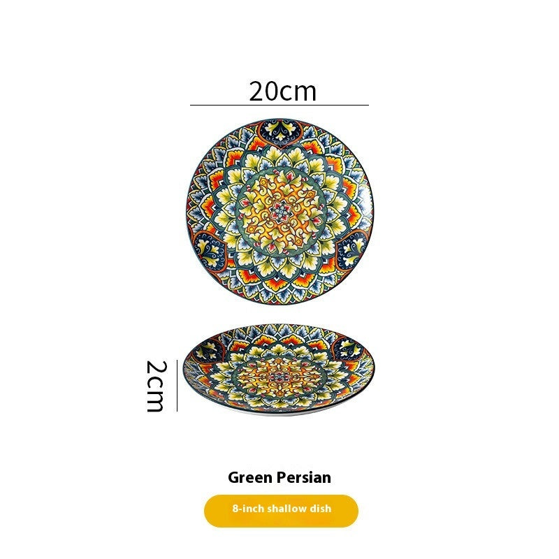 Artisan Ceramic Shallow Plate & Serving Platter (8" & 10") - Bohemian Collection