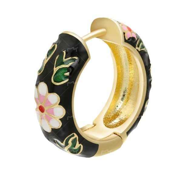 Beautiful South Korean Enamel Floral Earrings