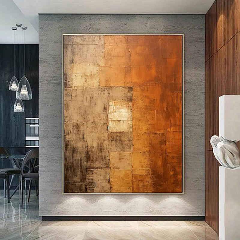 Orange Wabi Sabi Abstract Oil Painting On Canvas Minimalist Wall Art