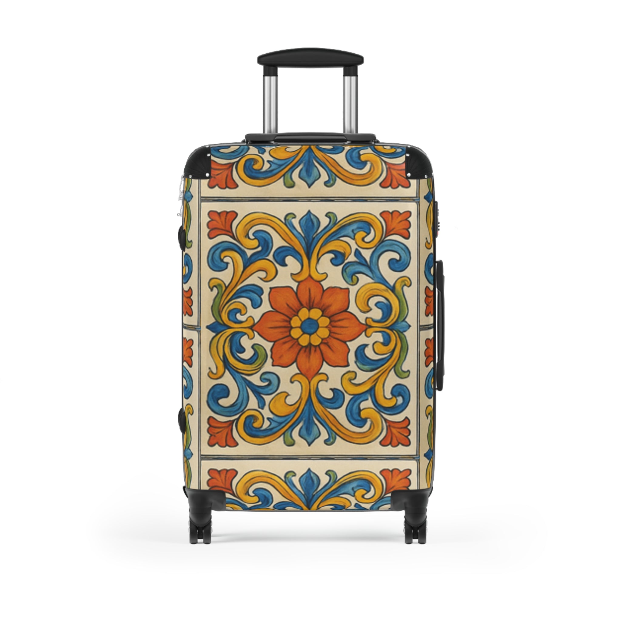 Colorful Italian Ceramics Floral Suitcase Travel Luggage by Rosetta Creative Boutique - Rosetta Creative Boutique