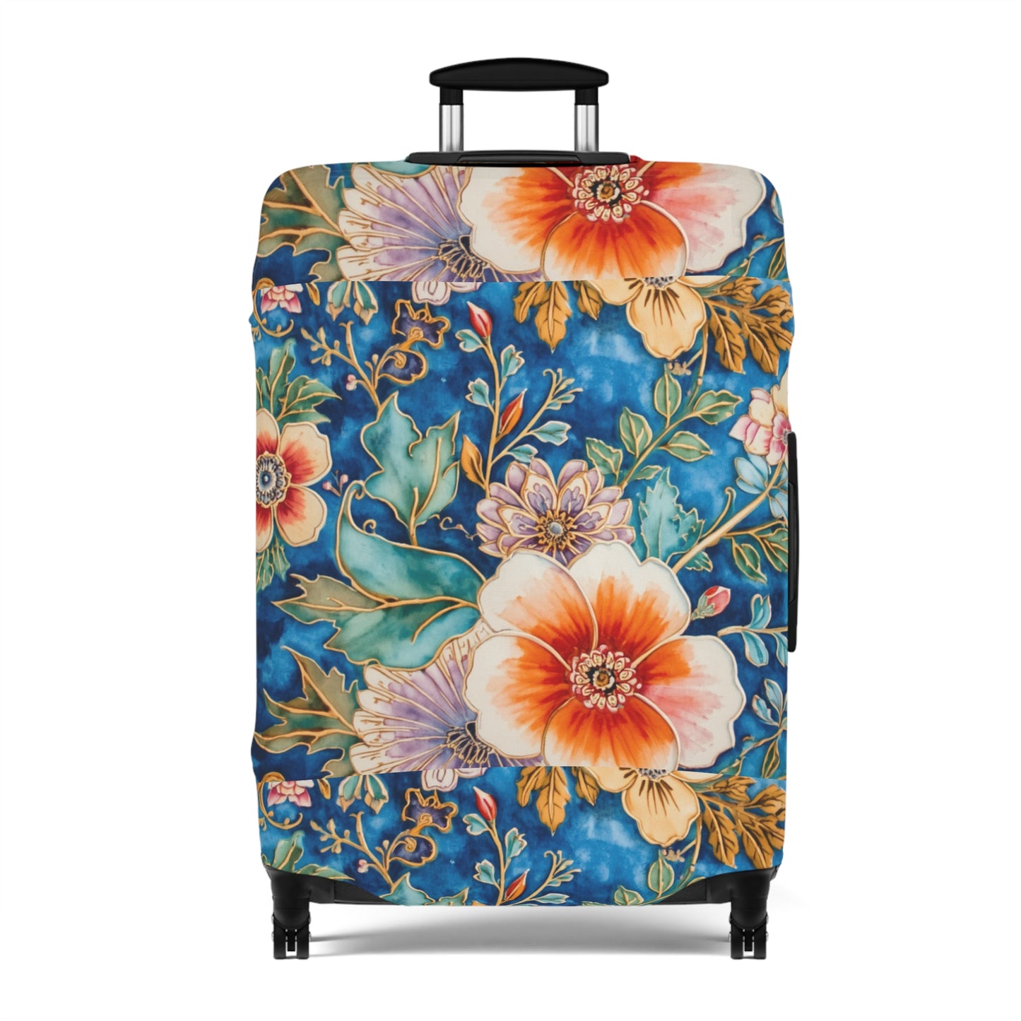 Floral Tropical Luggage Cover – Vintage Palm Leaf & Hibiscus Travel Protector