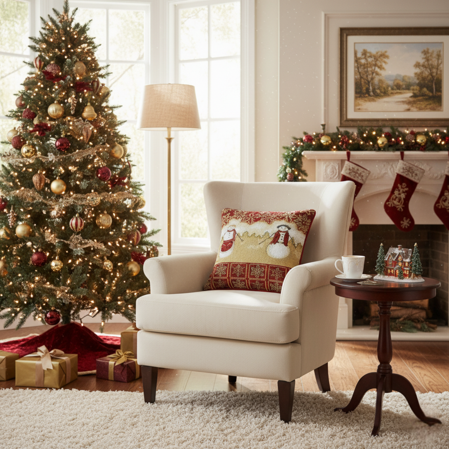 Tache Mr. & Mrs. Snowman Couple Woven Tapestry Throw Pillow Cover (10323CC)-2