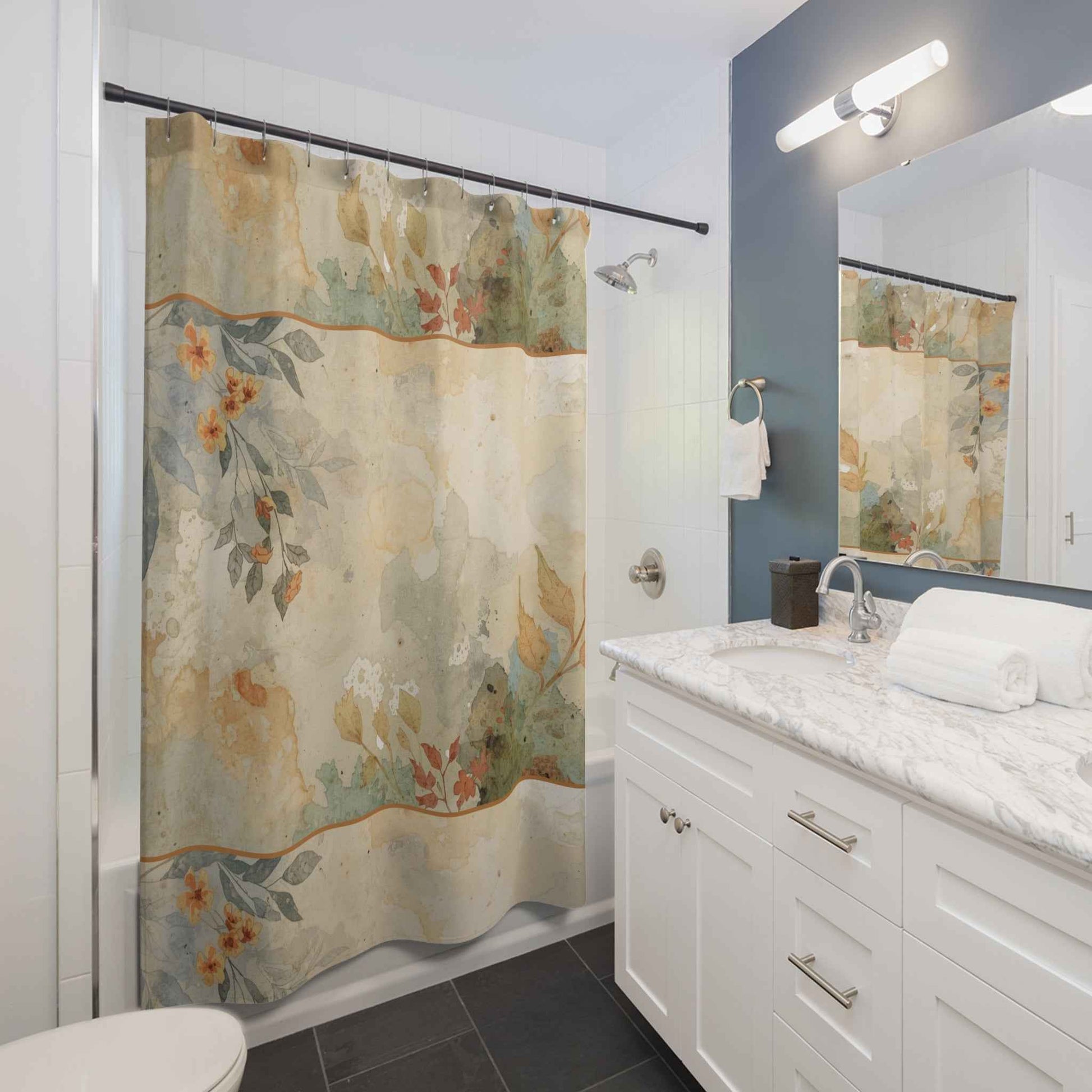 Soft Garden Shower Curtain — Romantic Bath Decor