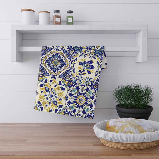 Elegant Floral Tea Towels, Kitchen Decor, Blue Yellow Home Accessories, Gift for Housewarming, Wedding, or Holidays