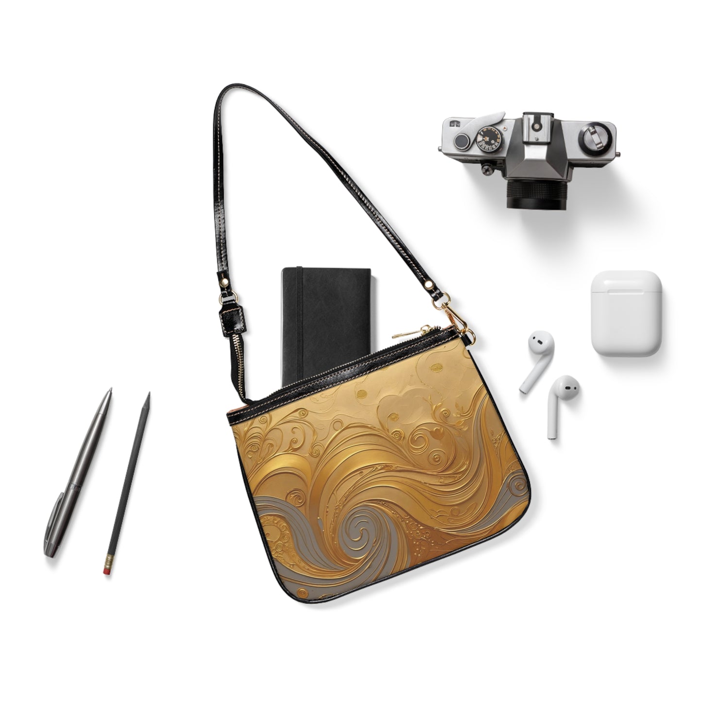 Elegant Small Shoulder Bag in Golden Waves Design, Fashion Accessory, Gift for Her, Stylish Handbag for Any Occasion, Evening Bag, [...]