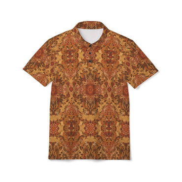 Autumn Kaleidoscope Polo Shirt Lightweight Woven Textile Art Pattern