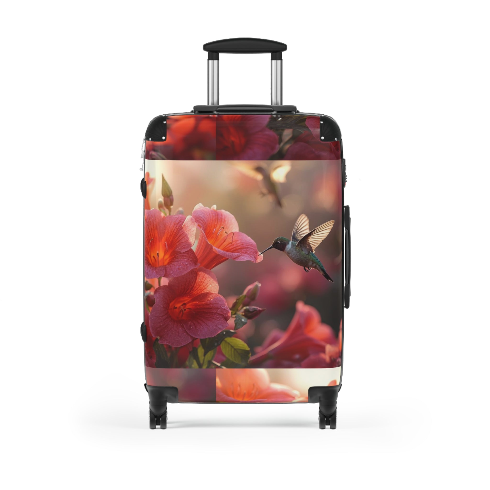 Trumpet Flower and Hummingbird Suitcase by Rosetta Creative Designs, Colorful Luggage, Travel Bag, Stylish Carry-On, Vacation Gear, Travel Gift - Rosetta Creative Boutique