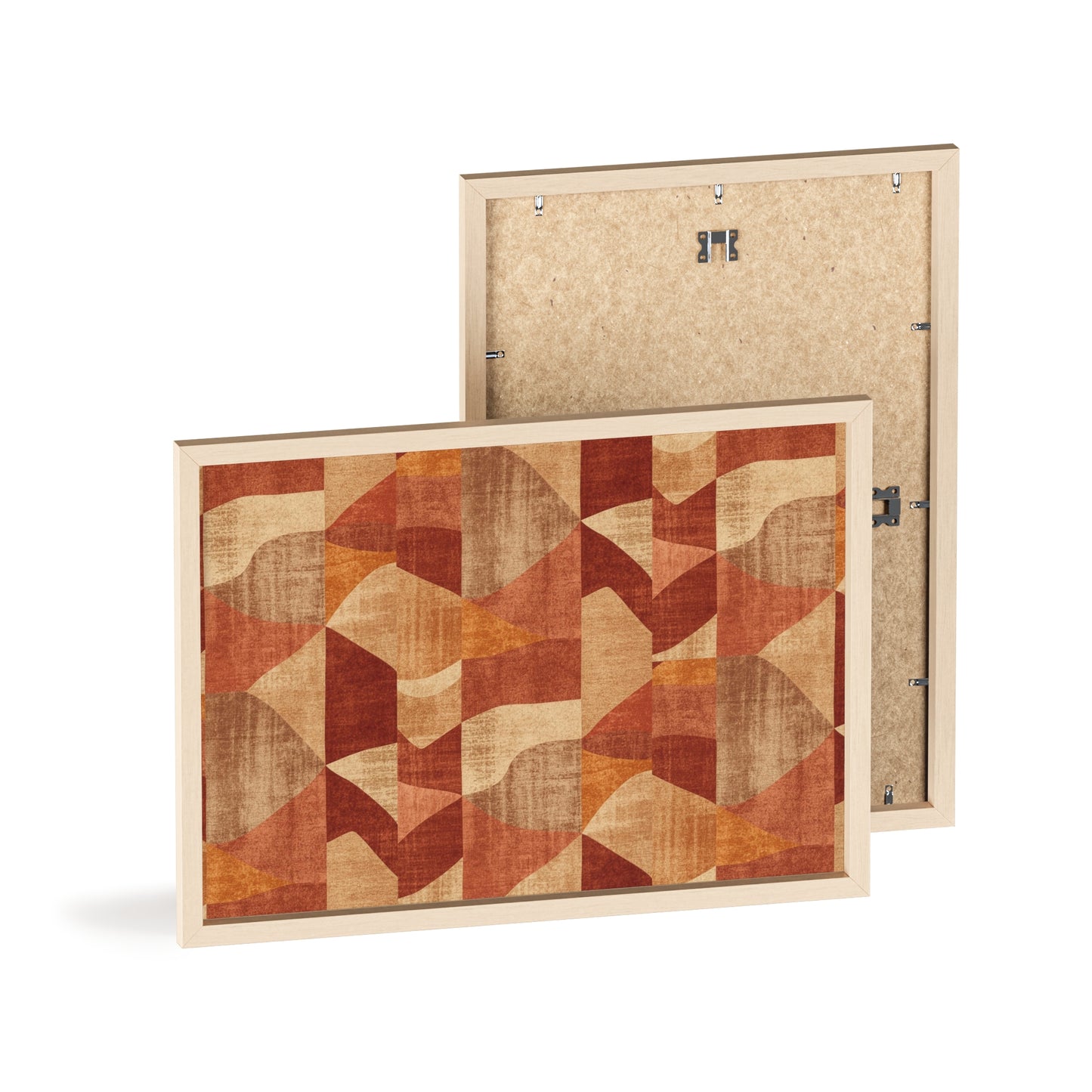 Faux Retro Geometric Poster with Wooden Frame