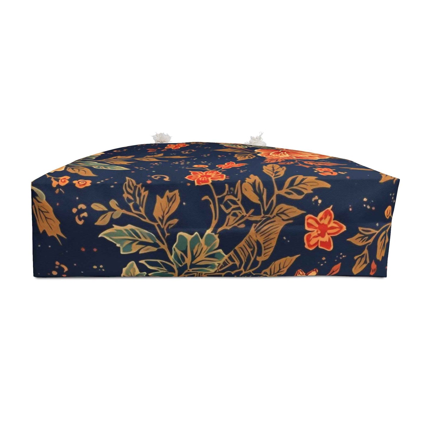 Navy Floral Weekender Bag — Vintage Orange Peony Travel Tote
