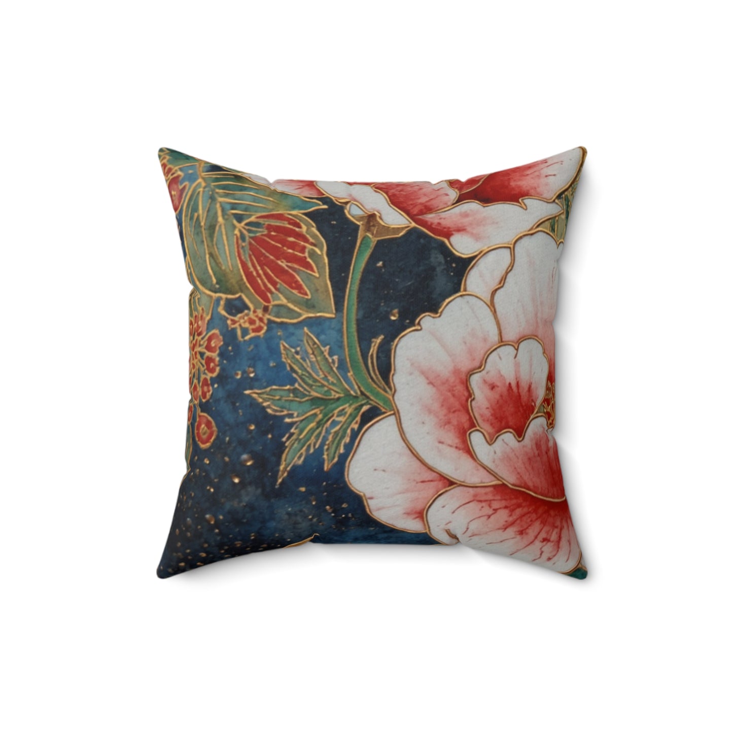 Peacock Feather Faux Suede Pillow – Botanical Accent Throw Pillow