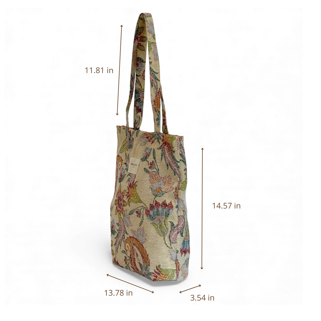 Floral Jacquard Medium Zippered Bag – Multicolor (Color)