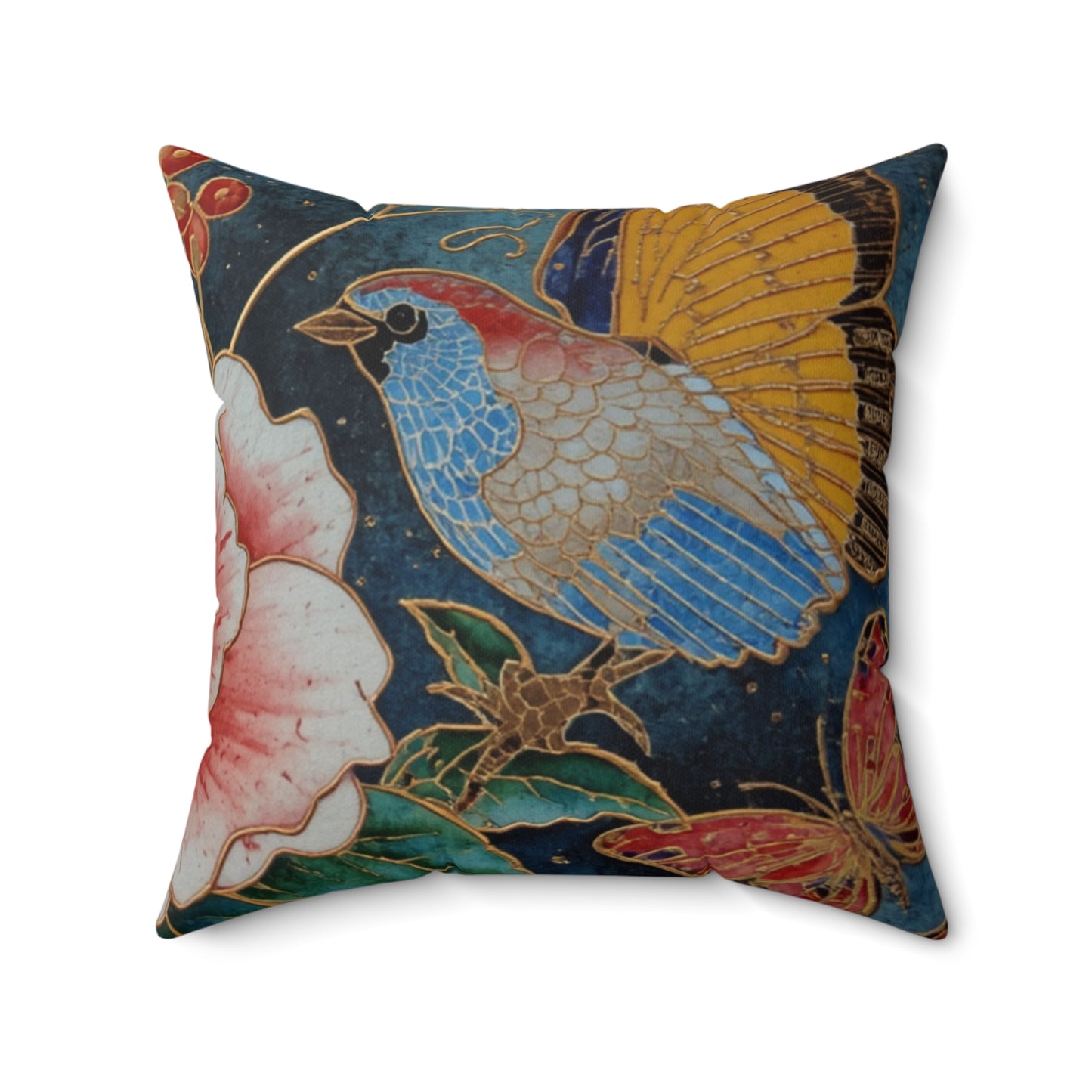 Peacock Feather Faux Suede Pillow – Botanical Accent Throw Pillow