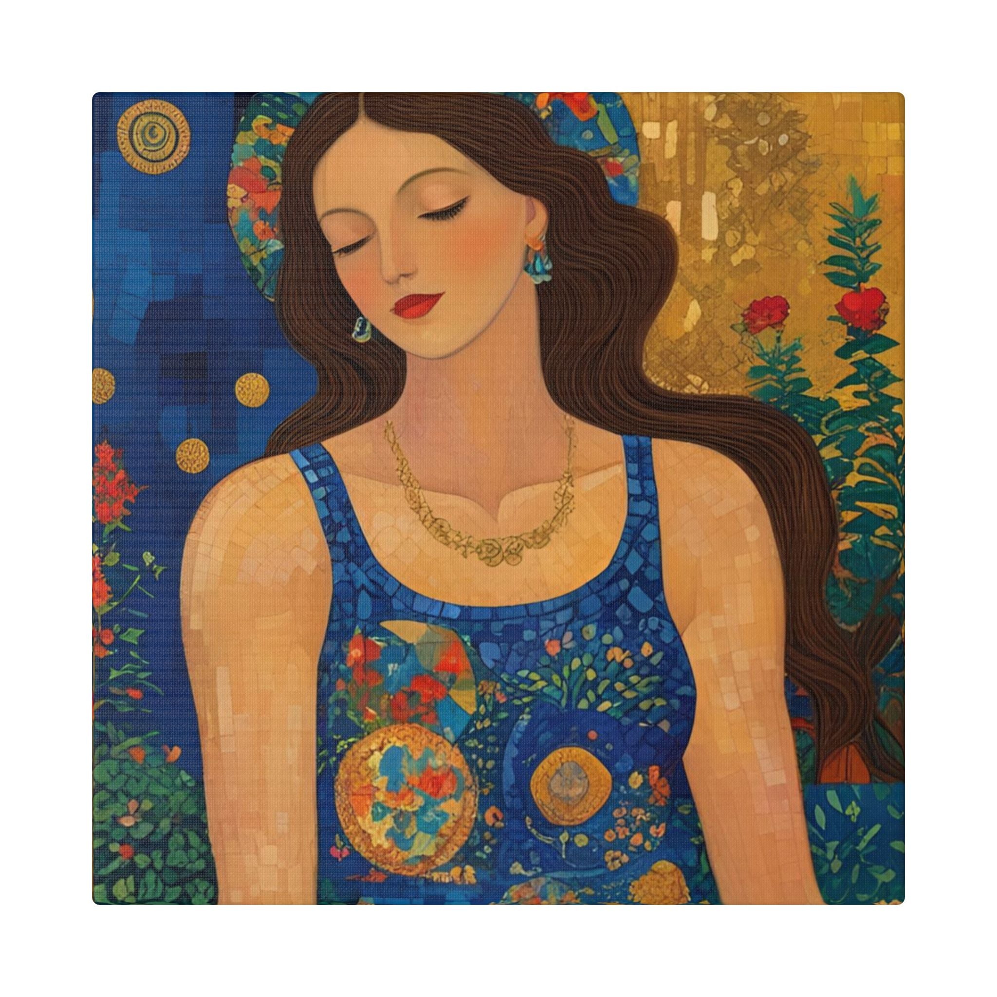 Klimt Floral Canvas Art - Colorful Floral Wall Decor Inspired by Klimt - Rosetta Creative Boutique