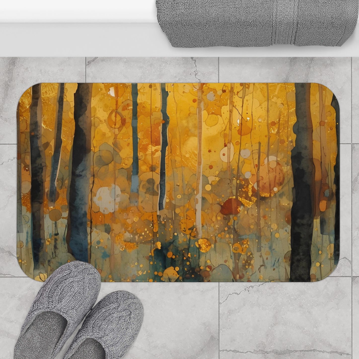 Autumn Forest Bath Mat Cozy Home Decor Fall Bathroom Accessory