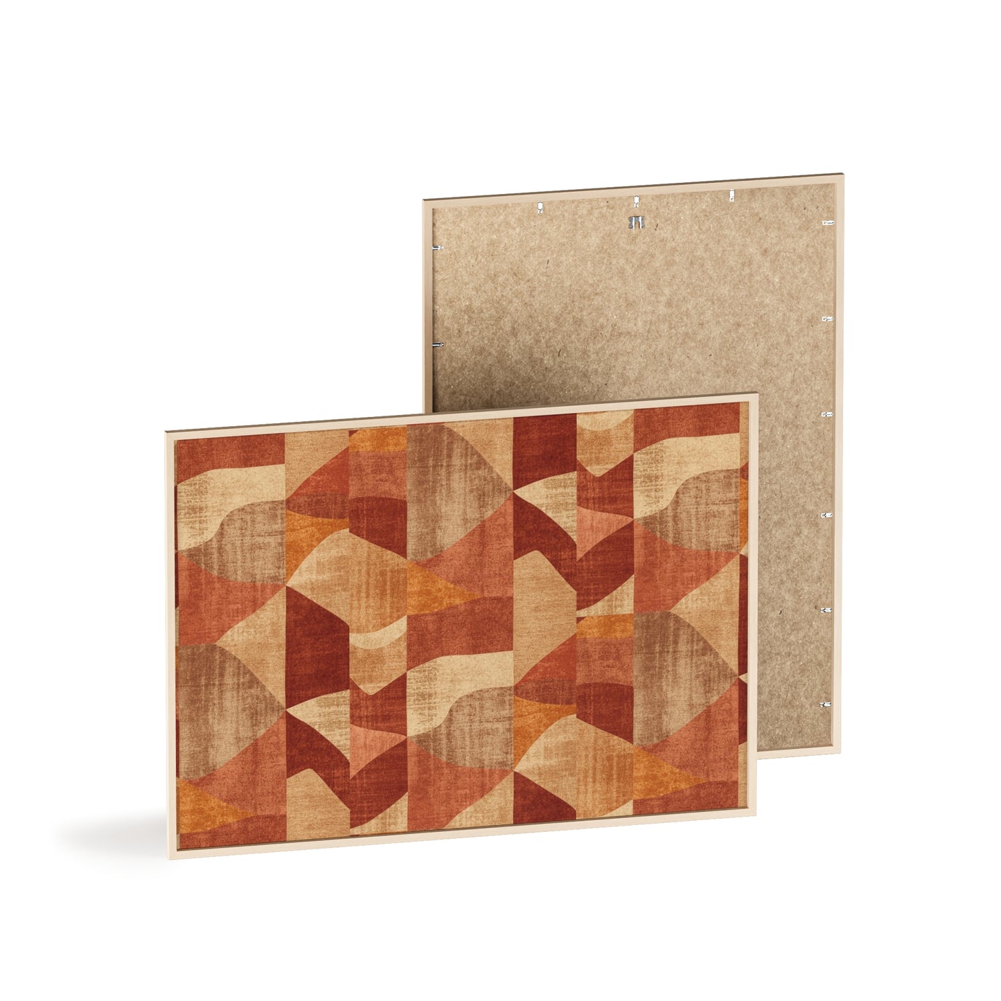 Faux Retro Geometric Poster with Wooden Frame