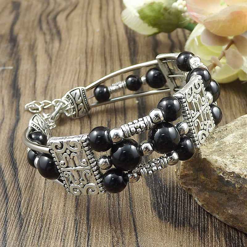 Vintage-style Bangle with Exotic Miao Silver Design