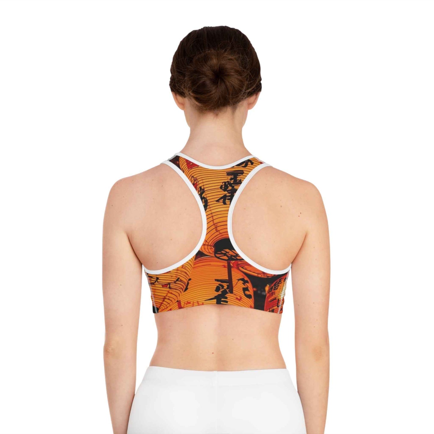 Lantern Festival Sports Bra with Bold Japanese Lantern Print Activewear