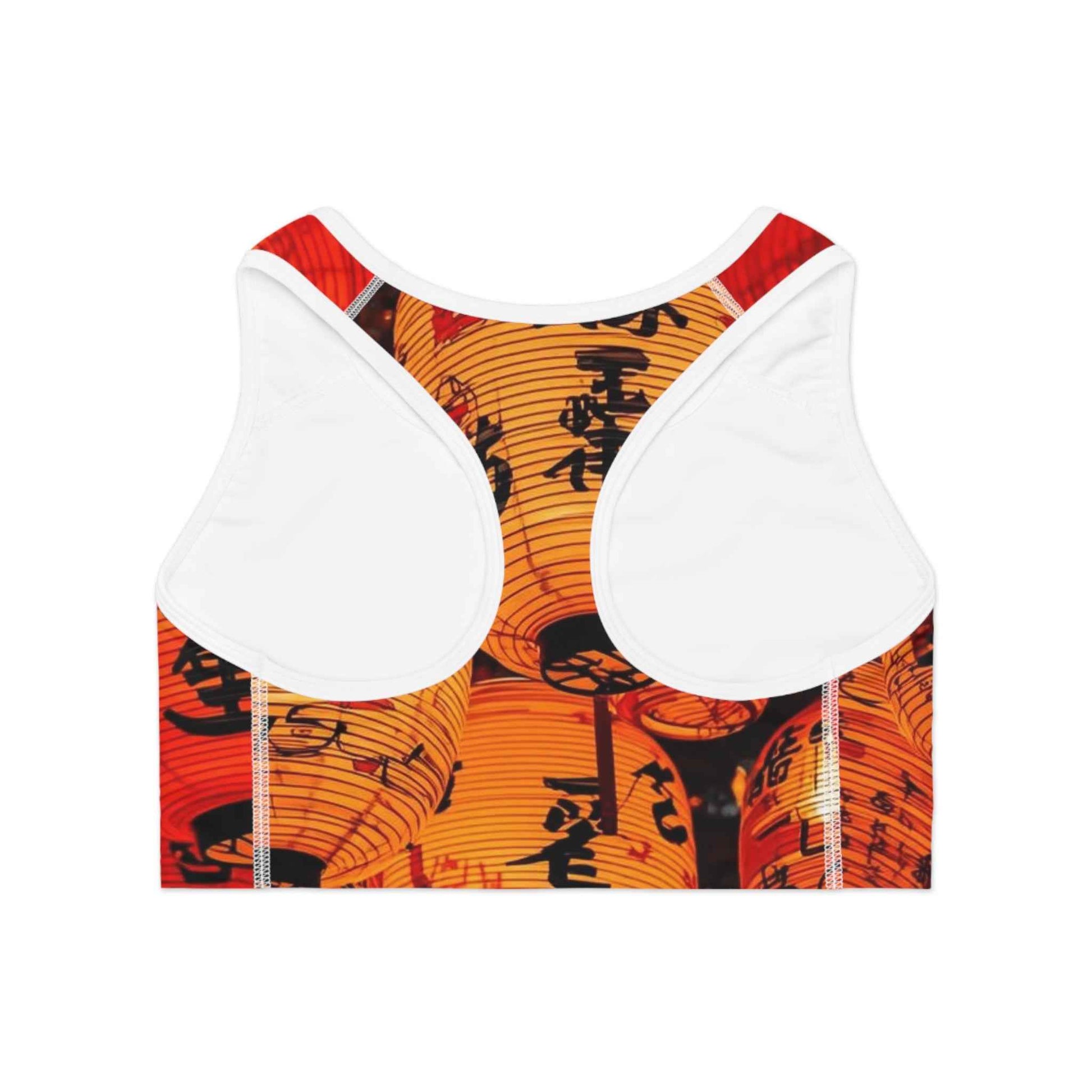 Lantern Festival Sports Bra with Bold Japanese Lantern Print Activewear