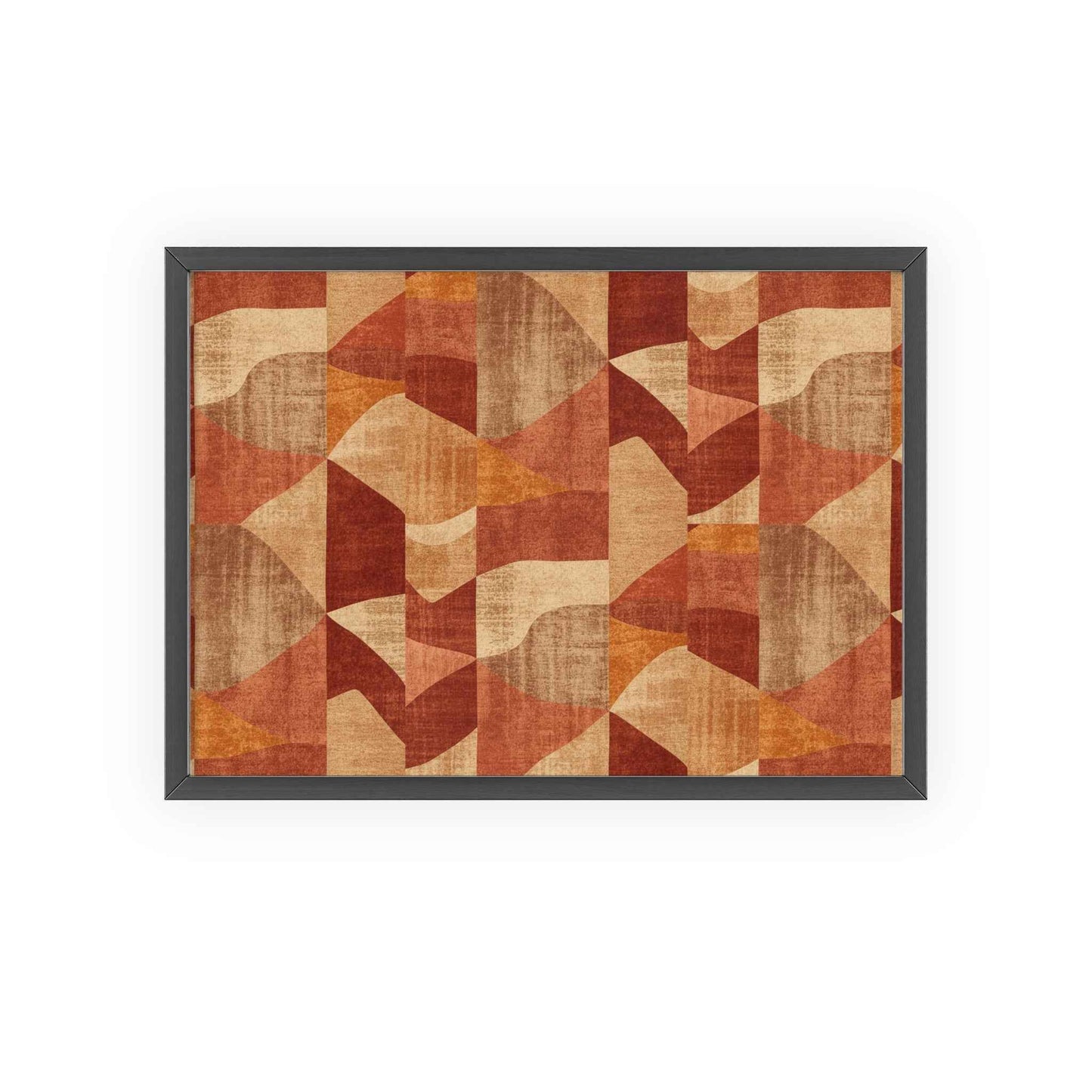 Faux Retro Geometric Poster with Wooden Frame