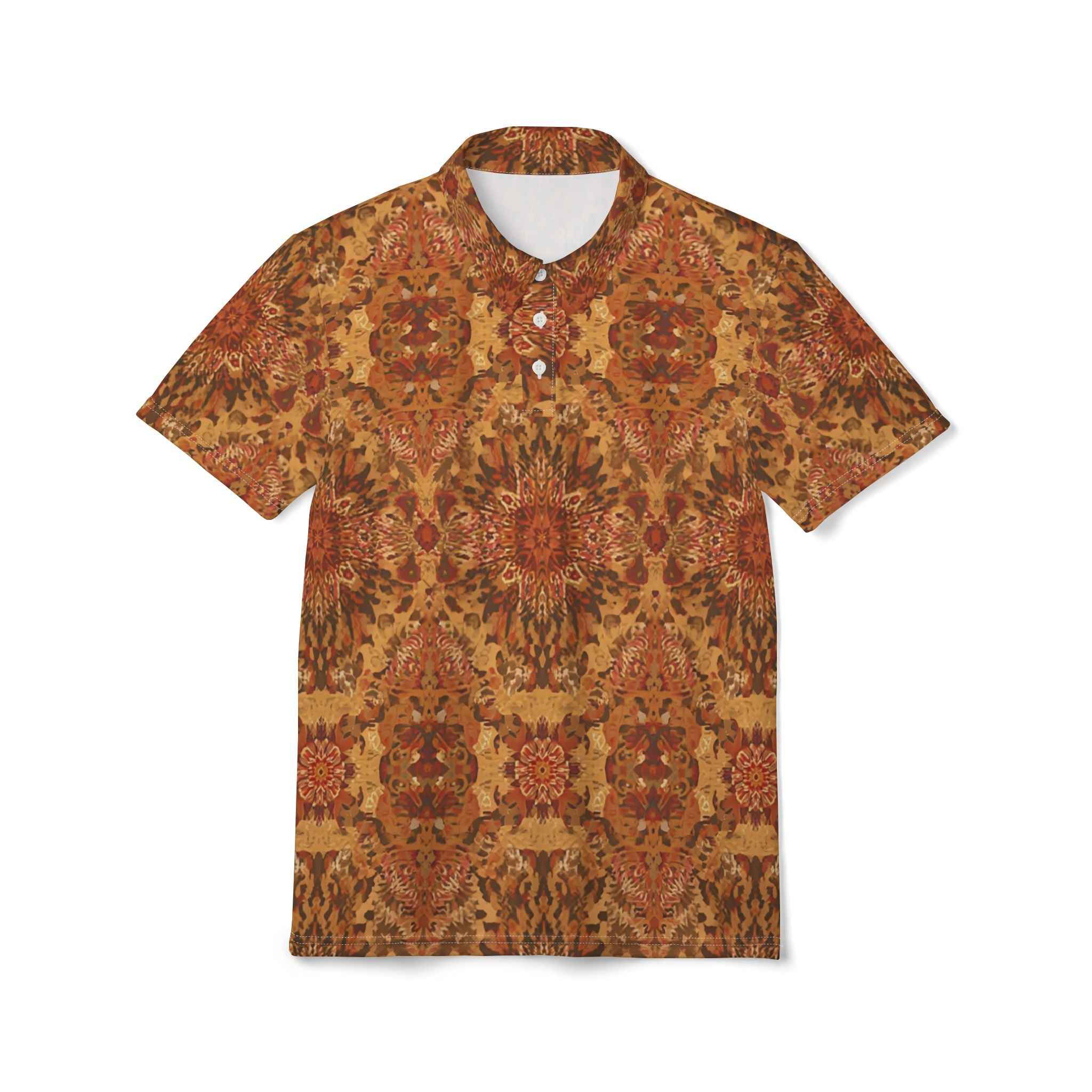 Autumn Kaleidoscope Polo Shirt Lightweight Woven Textile Art Pattern
